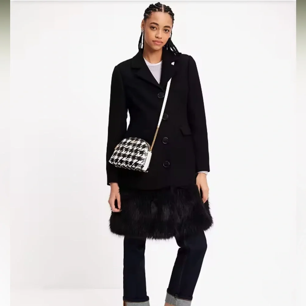 NWT Kate Spade Morgan Painterly Houndstooth Double-zip Dome Crossbody